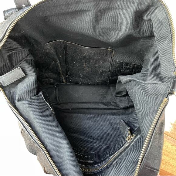 Sundance | Pandora Black Leather Bag Satchel Purse Handbag Made In Italy Tote - Picture 10 of 12